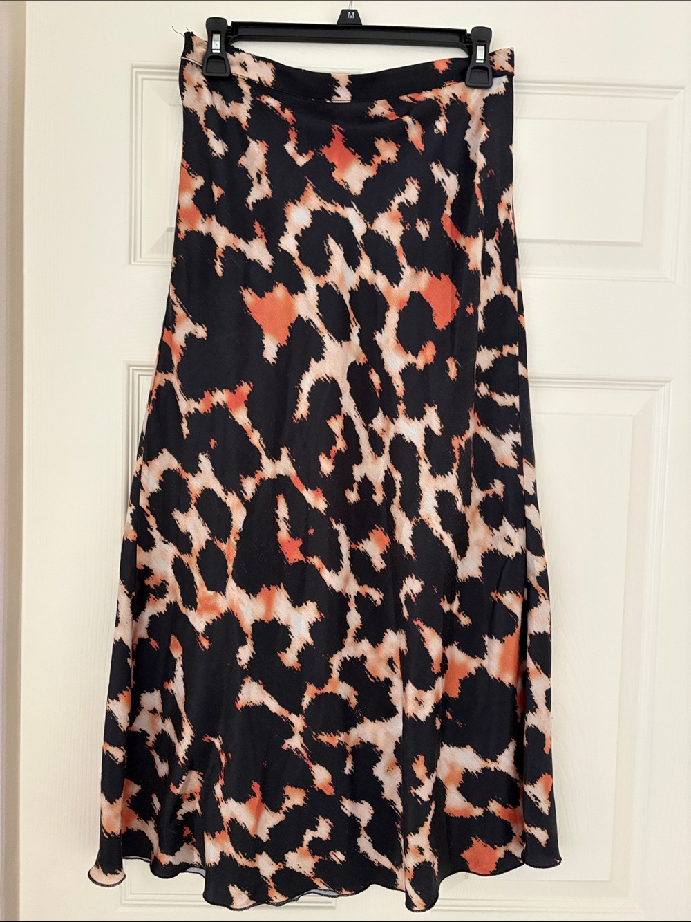 Free People Black, Rust & Cream Animal Print Midi Skirt size Medium